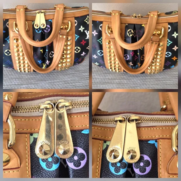 Louis Vuitton Black Monogram Multicolor Murakami Gold Studded Courtney Satchel - Picture 11 of 15